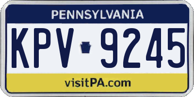 PA license plate KPV9245