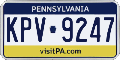 PA license plate KPV9247