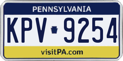 PA license plate KPV9254
