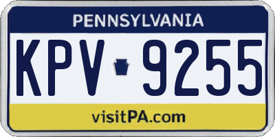 PA license plate KPV9255
