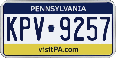 PA license plate KPV9257