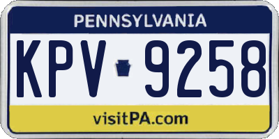 PA license plate KPV9258