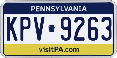 PA license plate KPV9263