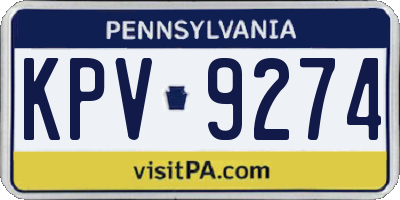PA license plate KPV9274