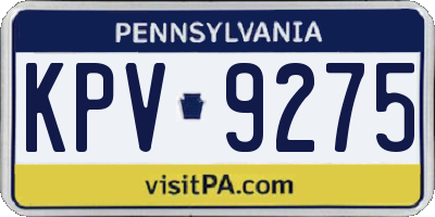 PA license plate KPV9275