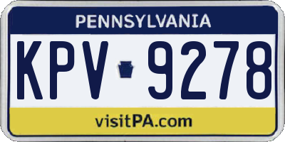 PA license plate KPV9278