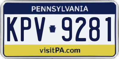 PA license plate KPV9281