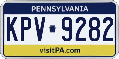 PA license plate KPV9282