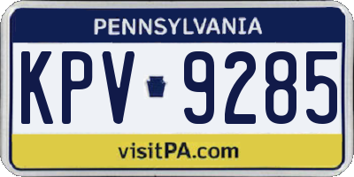 PA license plate KPV9285