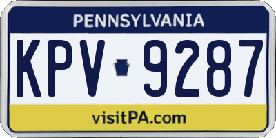 PA license plate KPV9287