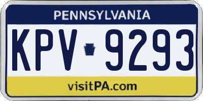 PA license plate KPV9293