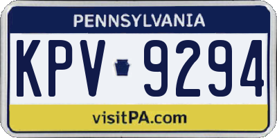 PA license plate KPV9294