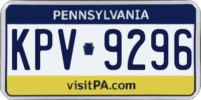 PA license plate KPV9296