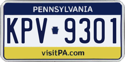 PA license plate KPV9301