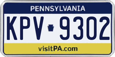 PA license plate KPV9302