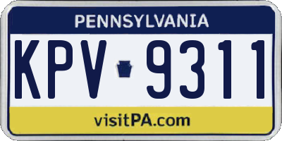 PA license plate KPV9311