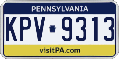 PA license plate KPV9313