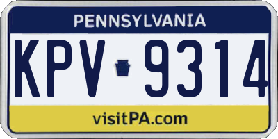 PA license plate KPV9314