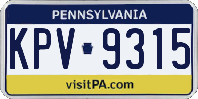 PA license plate KPV9315