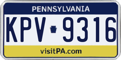 PA license plate KPV9316