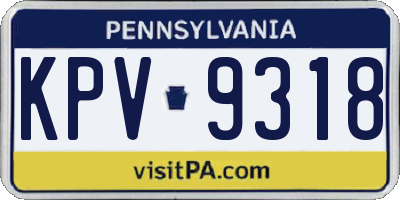 PA license plate KPV9318