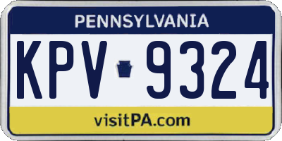 PA license plate KPV9324