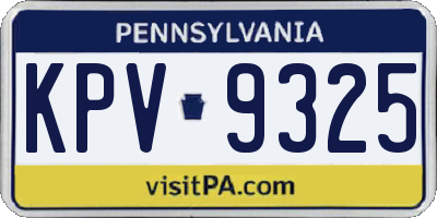 PA license plate KPV9325
