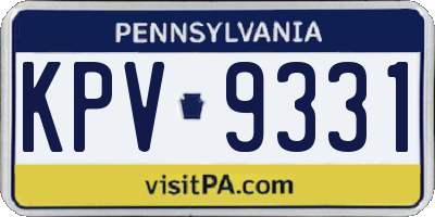 PA license plate KPV9331