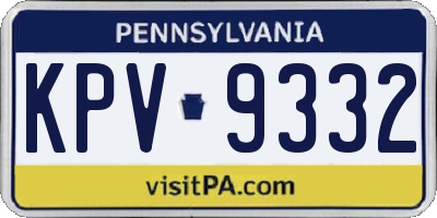 PA license plate KPV9332