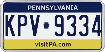 PA license plate KPV9334