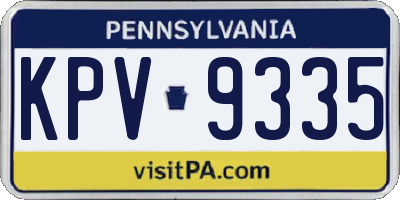 PA license plate KPV9335