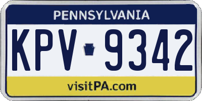 PA license plate KPV9342