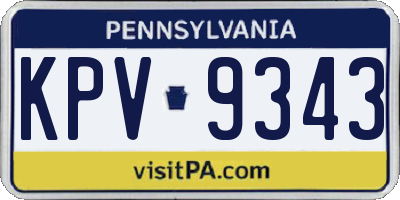 PA license plate KPV9343