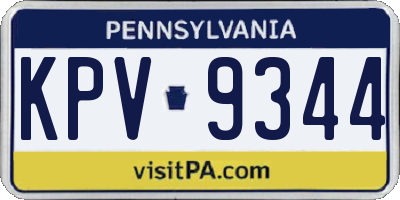 PA license plate KPV9344