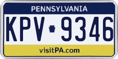 PA license plate KPV9346