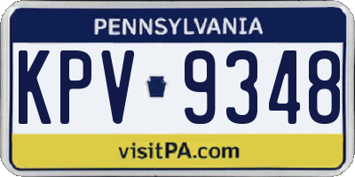 PA license plate KPV9348