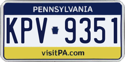 PA license plate KPV9351