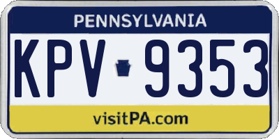 PA license plate KPV9353