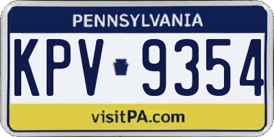 PA license plate KPV9354