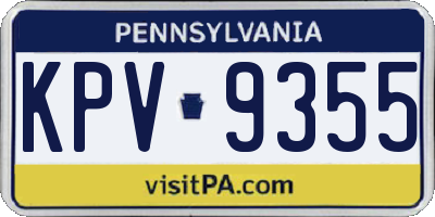 PA license plate KPV9355