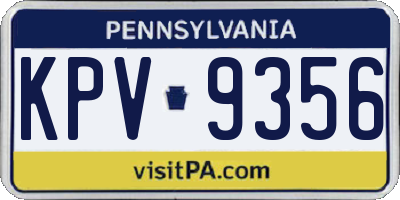 PA license plate KPV9356