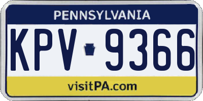 PA license plate KPV9366