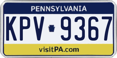 PA license plate KPV9367