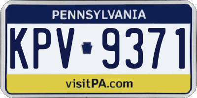 PA license plate KPV9371