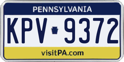 PA license plate KPV9372