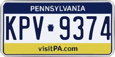 PA license plate KPV9374