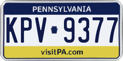 PA license plate KPV9377