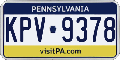 PA license plate KPV9378