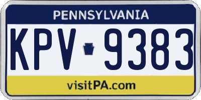 PA license plate KPV9383