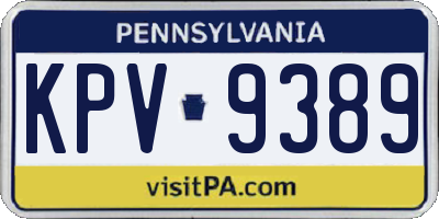 PA license plate KPV9389